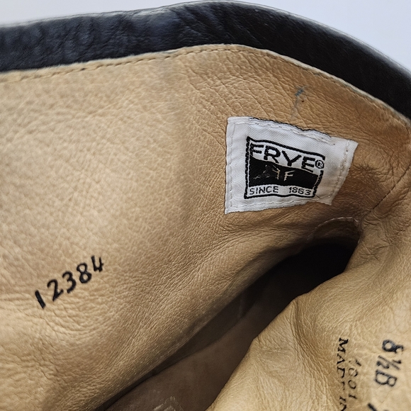 Frye Phillip Harness Short Ankle Boots Womens Size 8.5 Black Leather Zip Moto - Picture 8 of 9